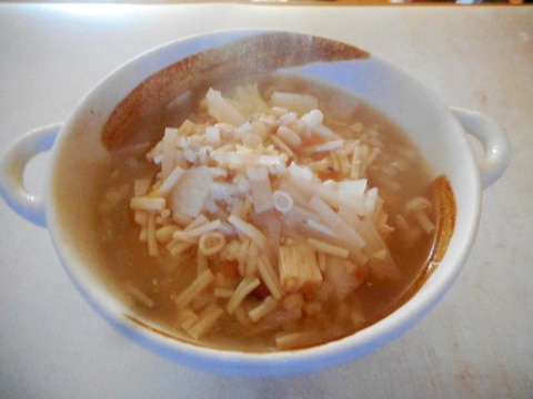 雑穀と白菜、大根、えのきの梅スープ